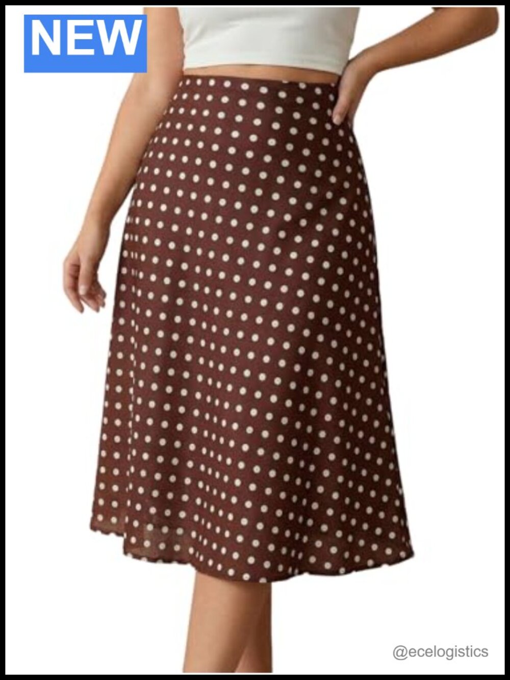 Women's Plus Size Polka Dot High Waisted A-Line Maxi Skirt
